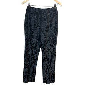 Max Mara Pants 6 Womens Black Gray Leaf Virgin Wool Silk Blend‎ Straight Leg